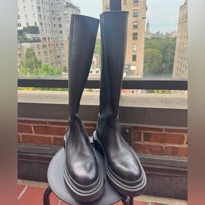 Black Knee-High Leather Boots